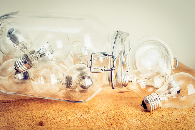 jar of light bulbs