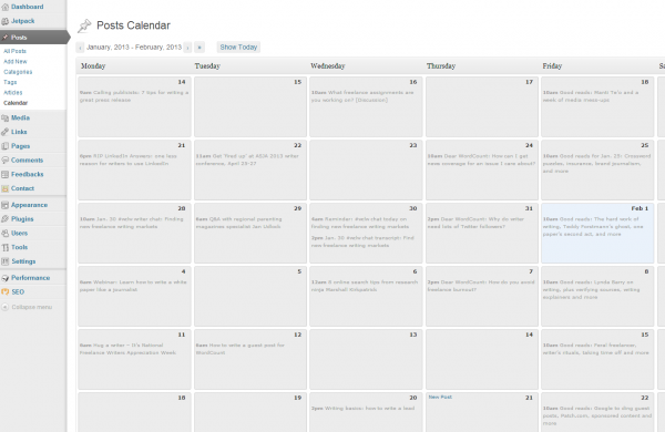 WordPress editorial calendar plug in