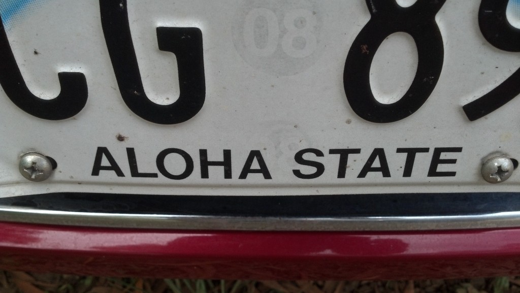 State of Hawaii license plate. Copyright 2012 Michelle V. Rafter