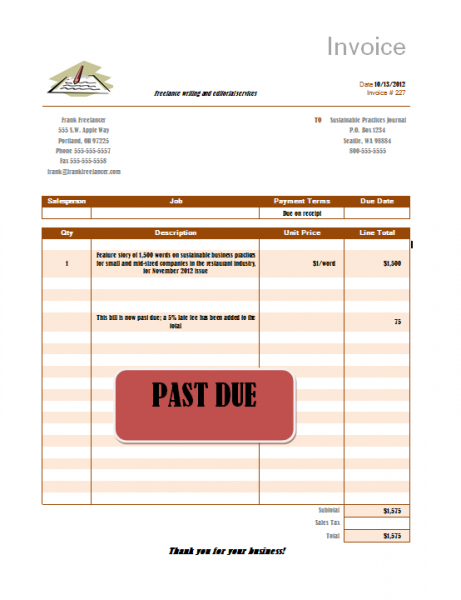 Past due invoice