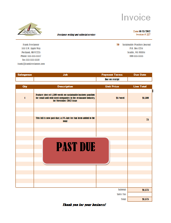 Past due invoice Michelle Rafter